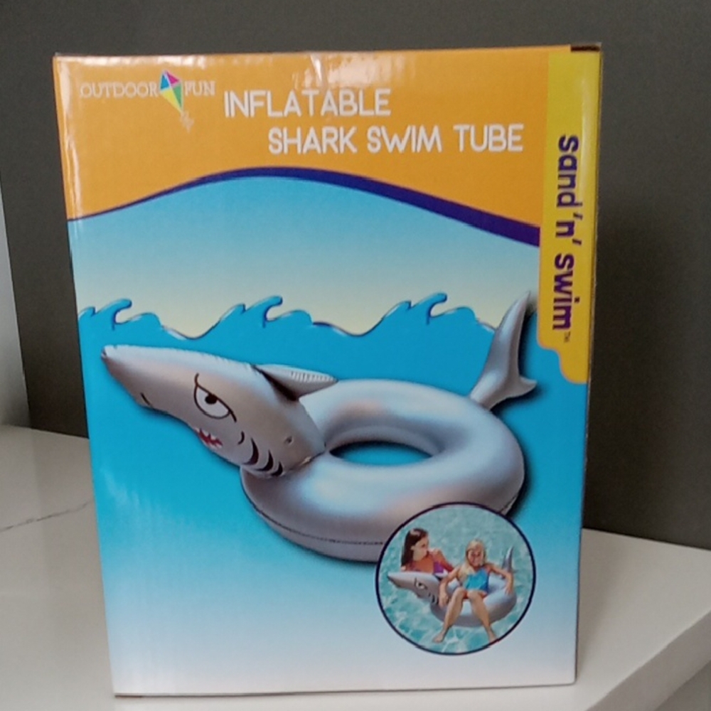 Inflatable Shark Swim Tube - Gray